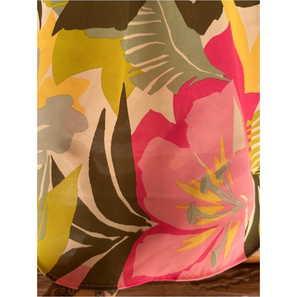 Vince Camuto Pink & Lime Green Tropical V-Neck Camisole - Picture 6 of 6